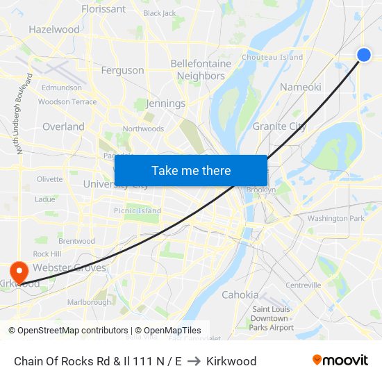 Chain Of Rocks Rd & Il 111 N / E to Kirkwood map