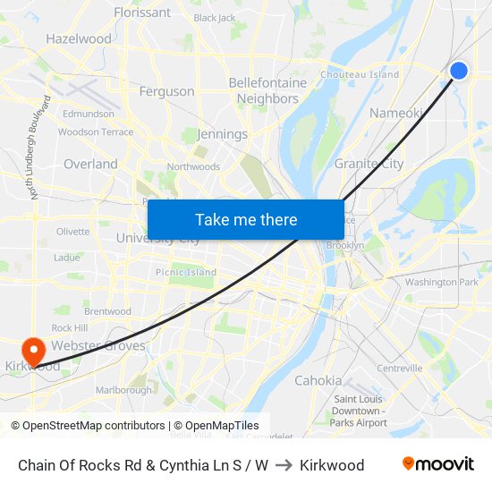 Chain Of Rocks Rd & Cynthia Ln S / W to Kirkwood map