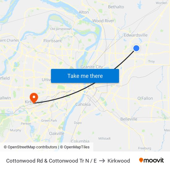 Cottonwood Rd & Cottonwood Tr N / E to Kirkwood map