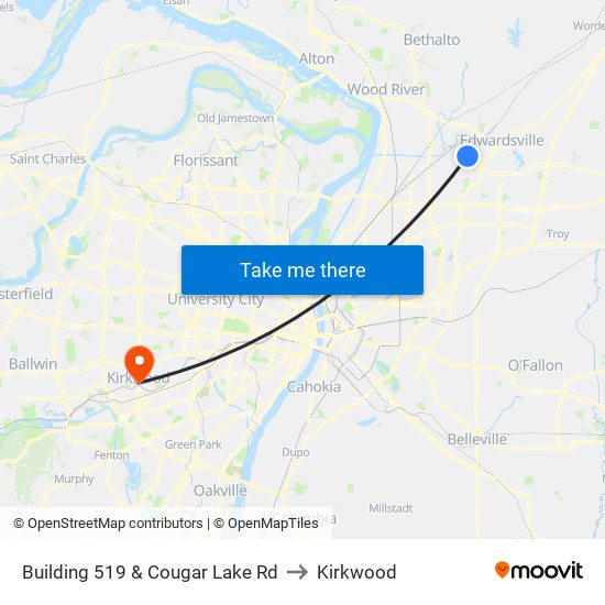 Building 519 & Cougar Lake Rd to Kirkwood map