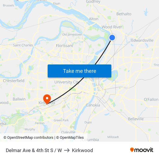 Delmar Ave & 4th St S / W to Kirkwood map