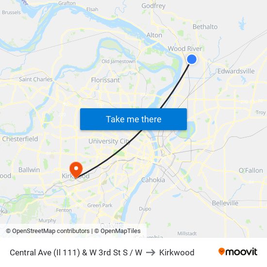 Central Ave (Il 111) & W 3rd St S / W to Kirkwood map