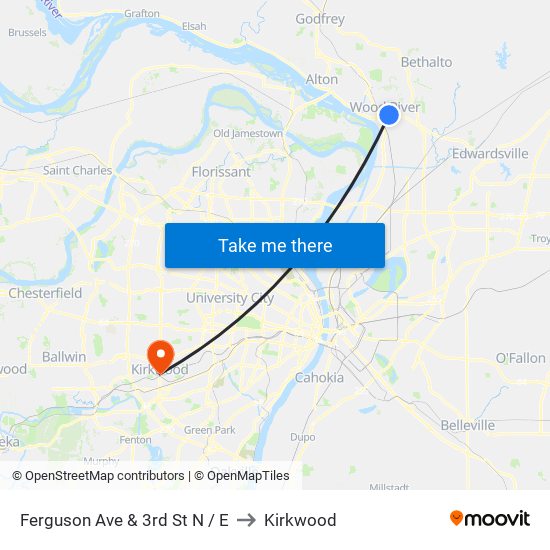 Ferguson Ave & 3rd St N / E to Kirkwood map