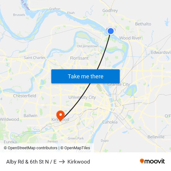 Alby Rd & 6th St N / E to Kirkwood map