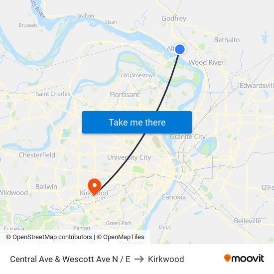 Central Ave & Wescott Ave N / E to Kirkwood map