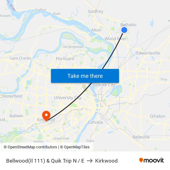 Bellwood(Il 111) & Quik Trip N / E to Kirkwood map