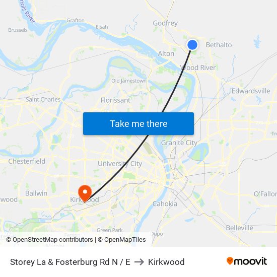 Storey La & Fosterburg Rd N / E to Kirkwood map