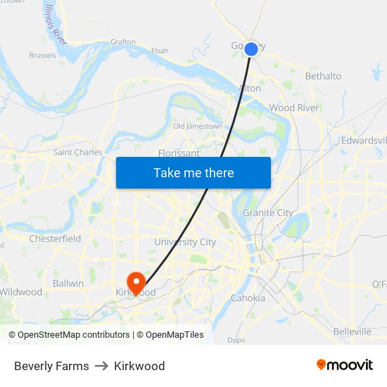 Beverly Farms to Kirkwood map