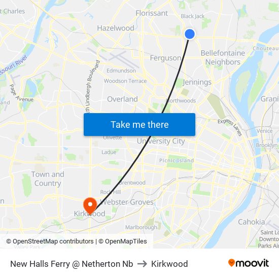 New Halls Ferry @ Netherton Nb to Kirkwood map