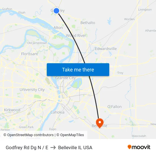 Godfrey Rd Dg  N / E to Belleville IL USA map