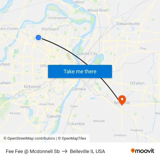 Fee Fee @ Mcdonnell Sb to Belleville IL USA map