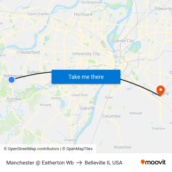 Manchester @ Eatherton Wb to Belleville IL USA map
