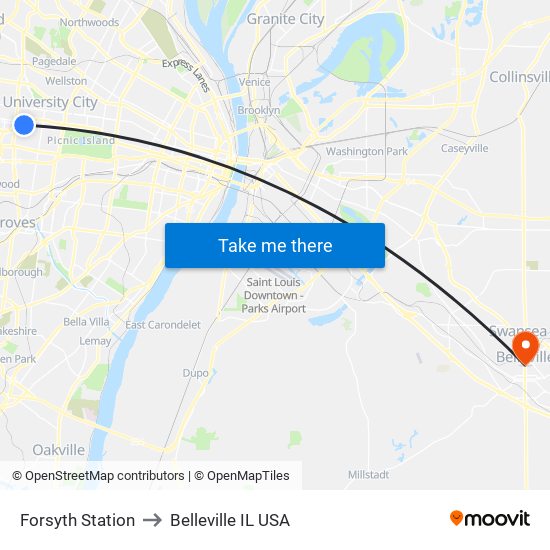 Forsyth Station to Belleville IL USA map