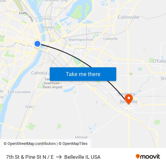 7th St & Pine St N / E to Belleville IL USA map
