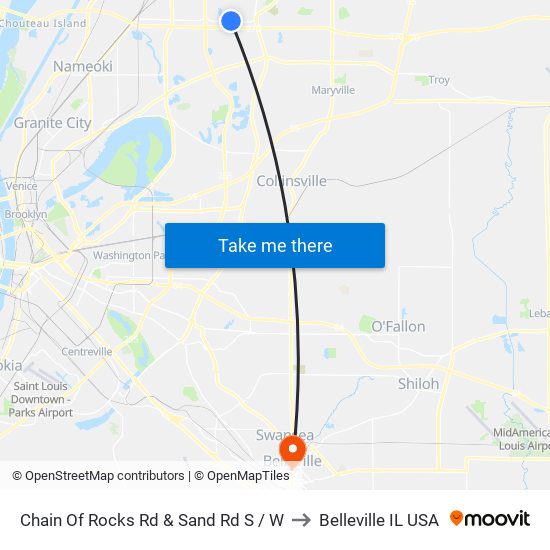 Chain Of Rocks Rd & Sand Rd S / W to Belleville IL USA map