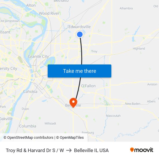 Troy Rd & Harvard Dr S / W to Belleville IL USA map