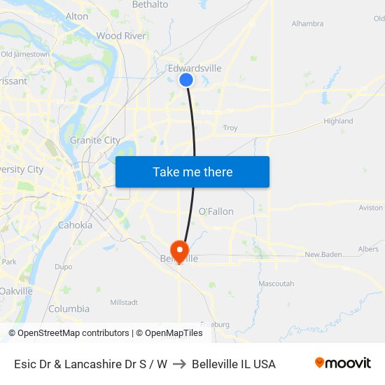 Esic Dr & Lancashire Dr S / W to Belleville IL USA map