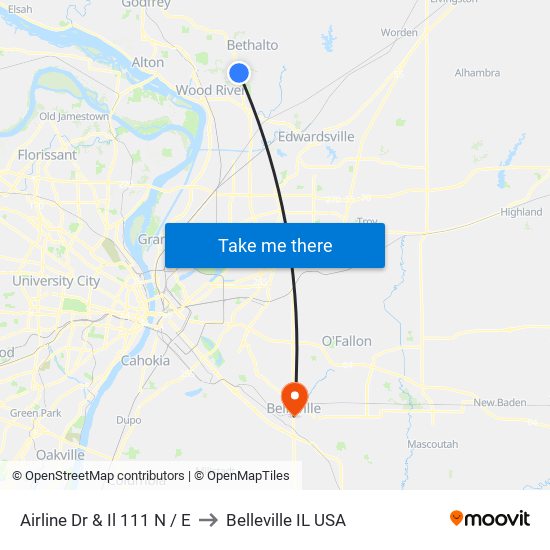 Airline Dr & Il 111 N / E to Belleville IL USA map