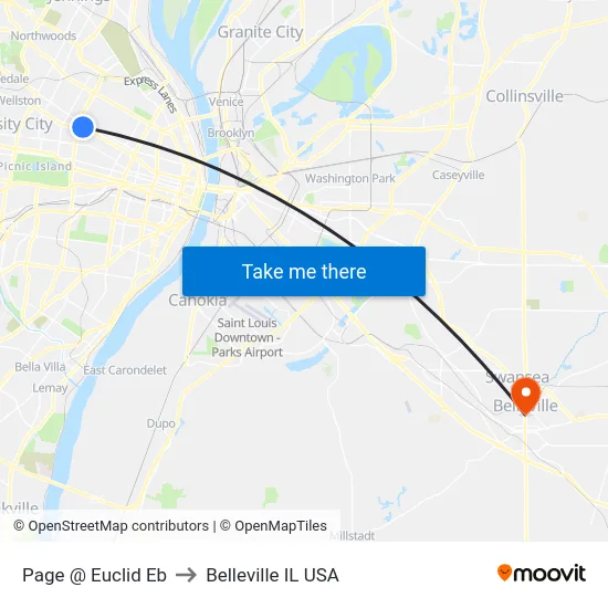 Page @ Euclid Eb to Belleville IL USA map