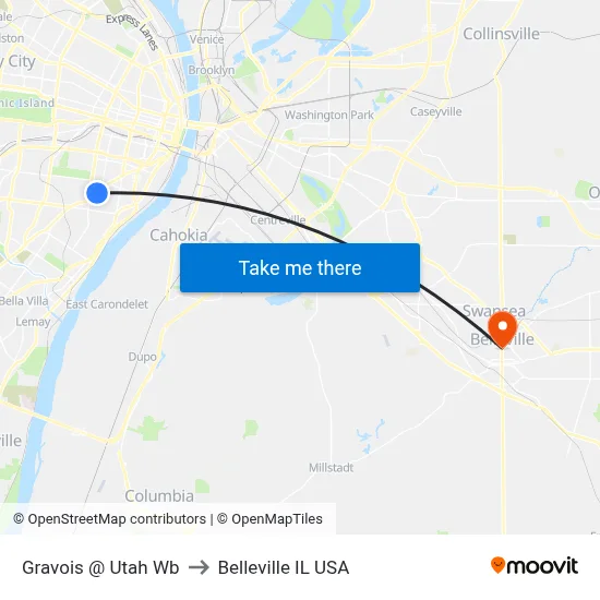 Gravois @ Utah Wb to Belleville IL USA map