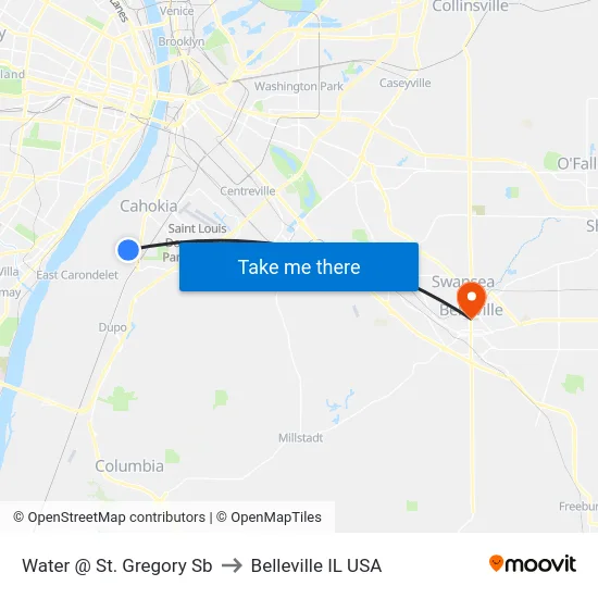 Water @ St. Gregory Sb to Belleville IL USA map