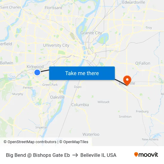 Big Bend @ Bishops Gate Eb to Belleville IL USA map
