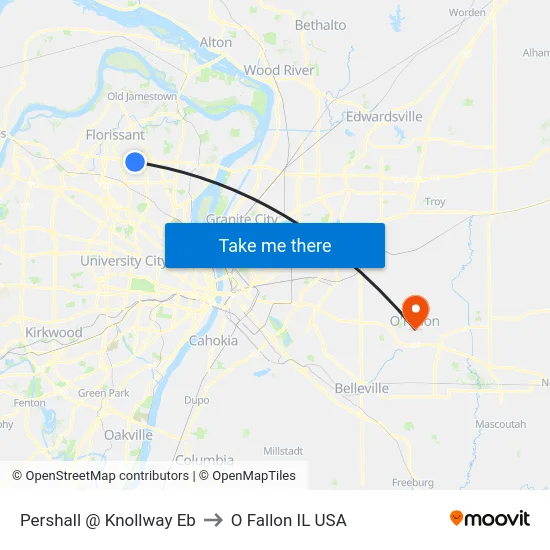 Pershall @ Knollway Eb to O Fallon IL USA map