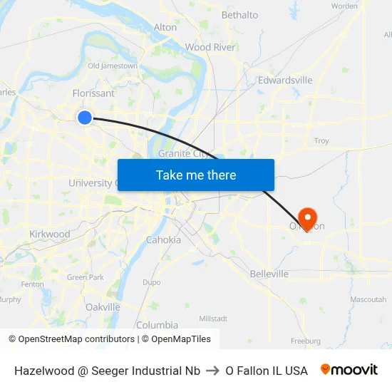 Hazelwood @ Seeger Industrial Nb to O Fallon IL USA map