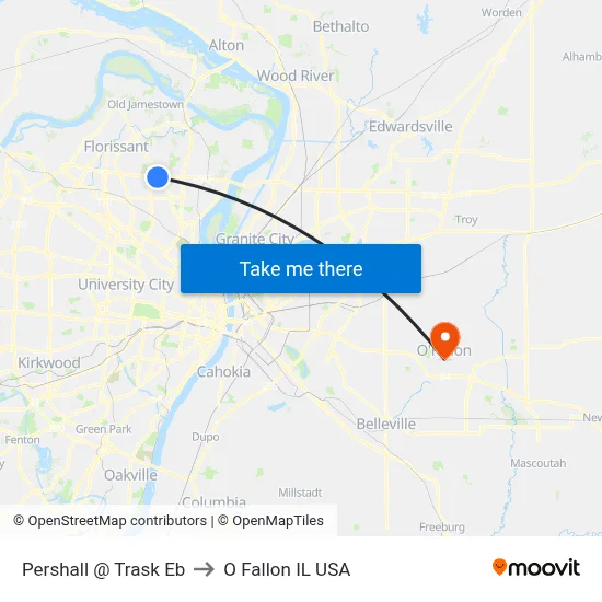 Pershall @ Trask Eb to O Fallon IL USA map