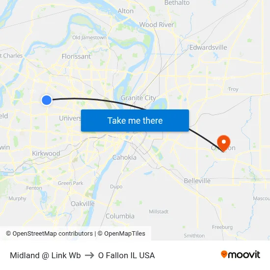 Midland @ Link Wb to O Fallon IL USA map