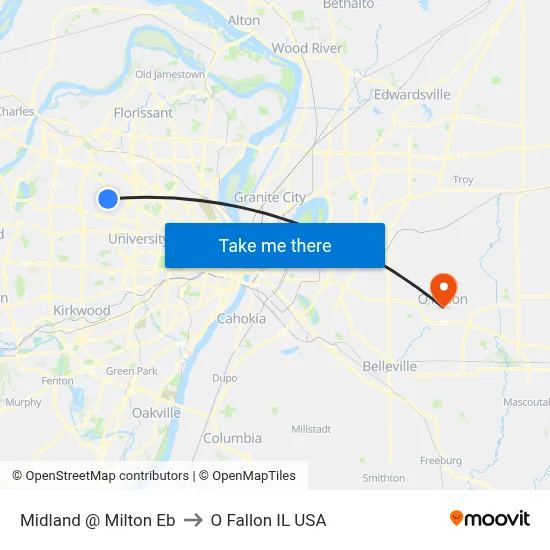 Midland @ Milton Eb to O Fallon IL USA map