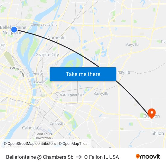 Bellefontaine @ Chambers Sb to O Fallon IL USA map