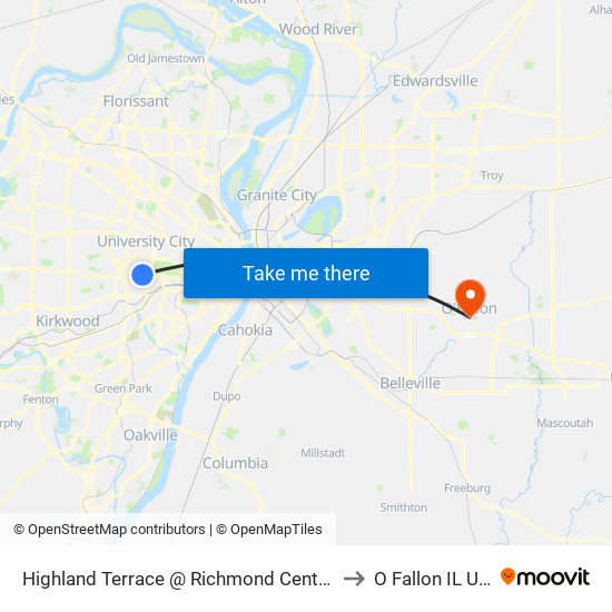Highland Terrace @ Richmond Center Sb to O Fallon IL USA map