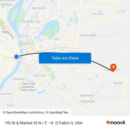 7th St & Market St N / E to O Fallon IL USA map
