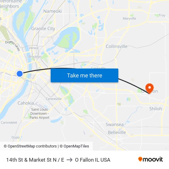 14th St & Market St N / E to O Fallon IL USA map