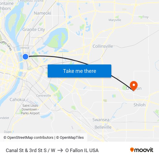 Canal St & 3rd St S / W to O Fallon IL USA map