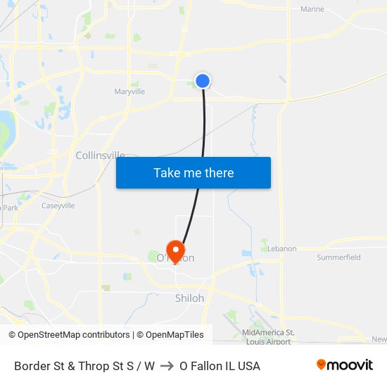 Border St & Throp St S / W to O Fallon IL USA map