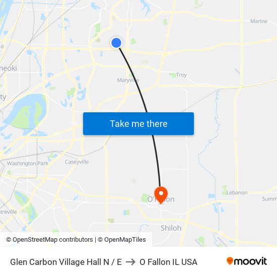 Glen Carbon Village Hall N / E to O Fallon IL USA map