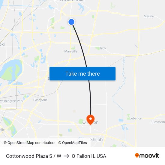 Cottonwood Plaza S / W to O Fallon IL USA map