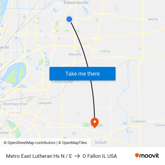 Metro East Lutheran Hs N / E to O Fallon IL USA map