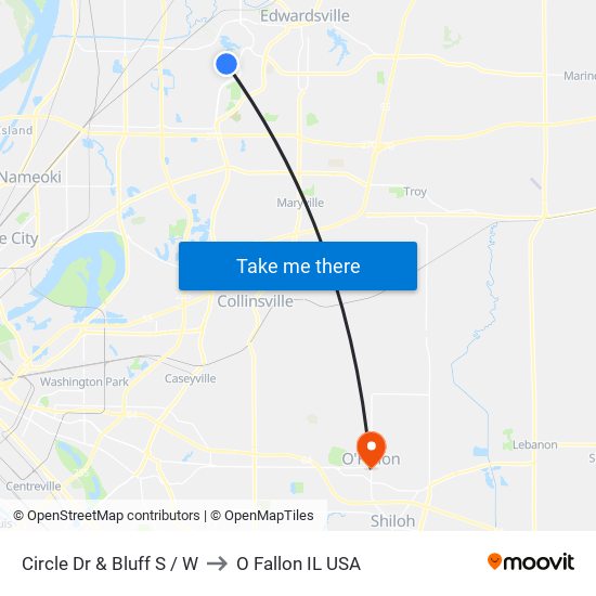 Circle Dr & Bluff S / W to O Fallon IL USA map
