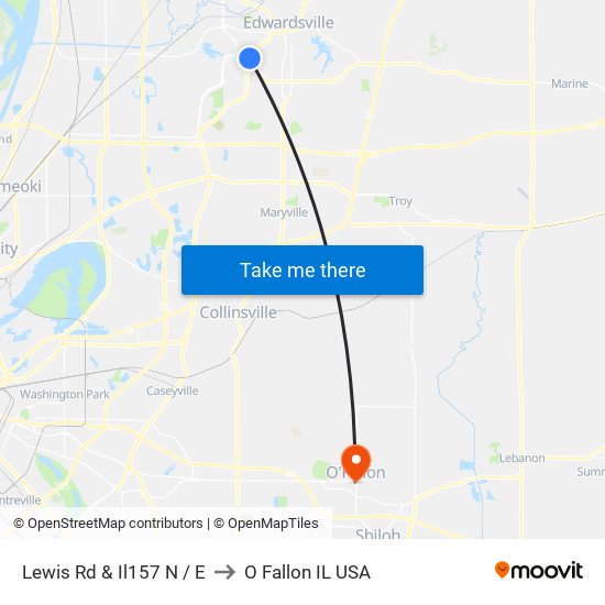 Lewis Rd & Il157 N / E to O Fallon IL USA map