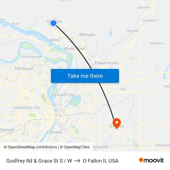 Godfrey Rd & Grace St S / W to O Fallon IL USA map