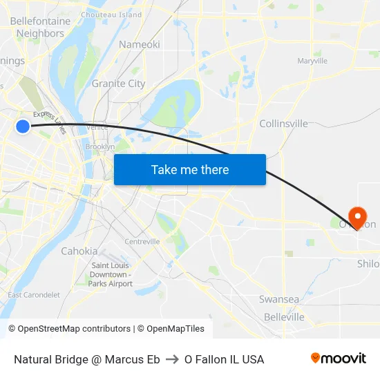 Natural Bridge @ Marcus Eb to O Fallon IL USA map