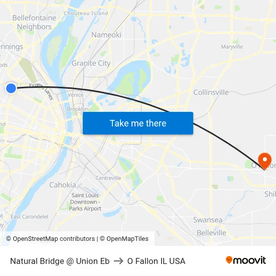 Natural Bridge @ Union Eb to O Fallon IL USA map