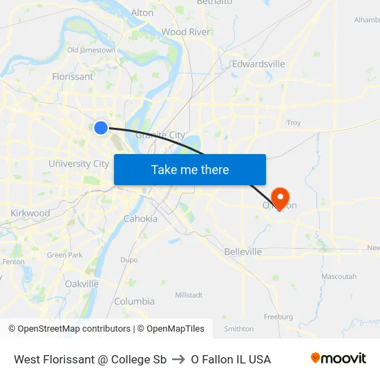 West Florissant @ College Sb to O Fallon IL USA map
