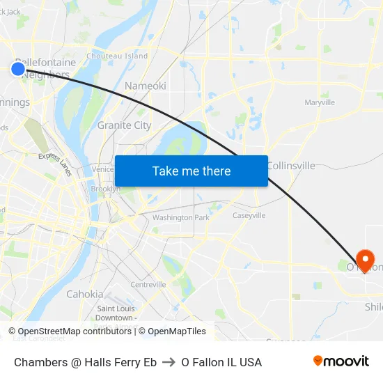 Chambers @ Halls Ferry Eb to O Fallon IL USA map