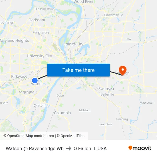 Watson @ Ravensridge Wb to O Fallon IL USA map