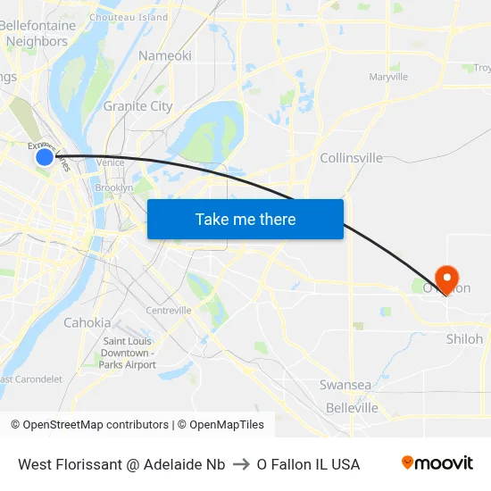 West Florissant @ Adelaide Nb to O Fallon IL USA map
