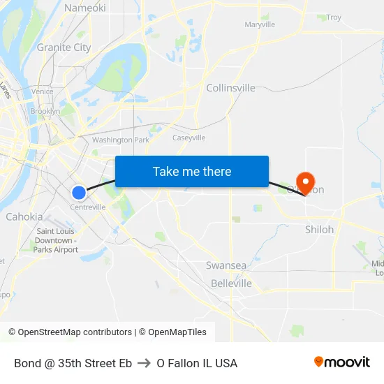 Bond @ 35th Street Eb to O Fallon IL USA map